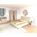 Dormitor Soft Sonoma cu pat tapitat bej pentru saltea 140x200 cm